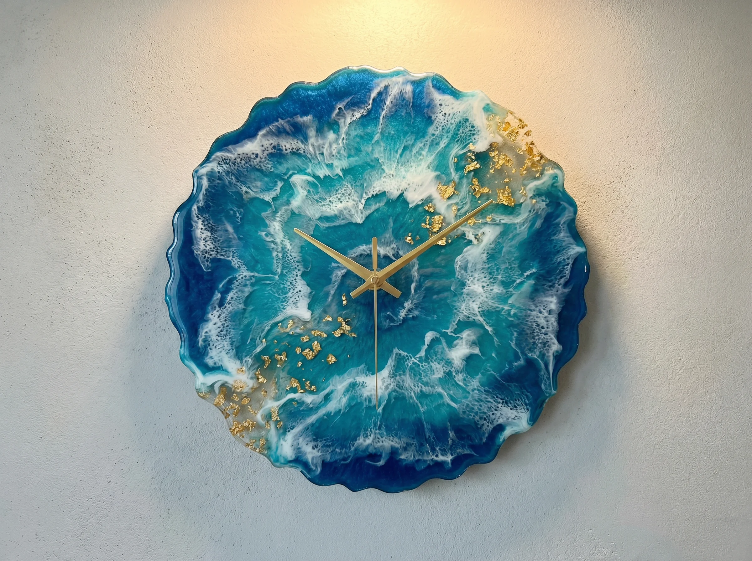 Handmade resin wall clock with ocean theme