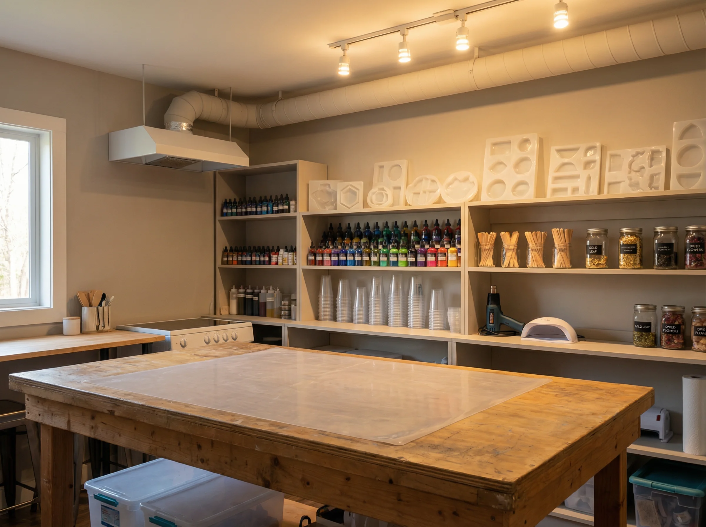 Desi Resin Art studio workspace