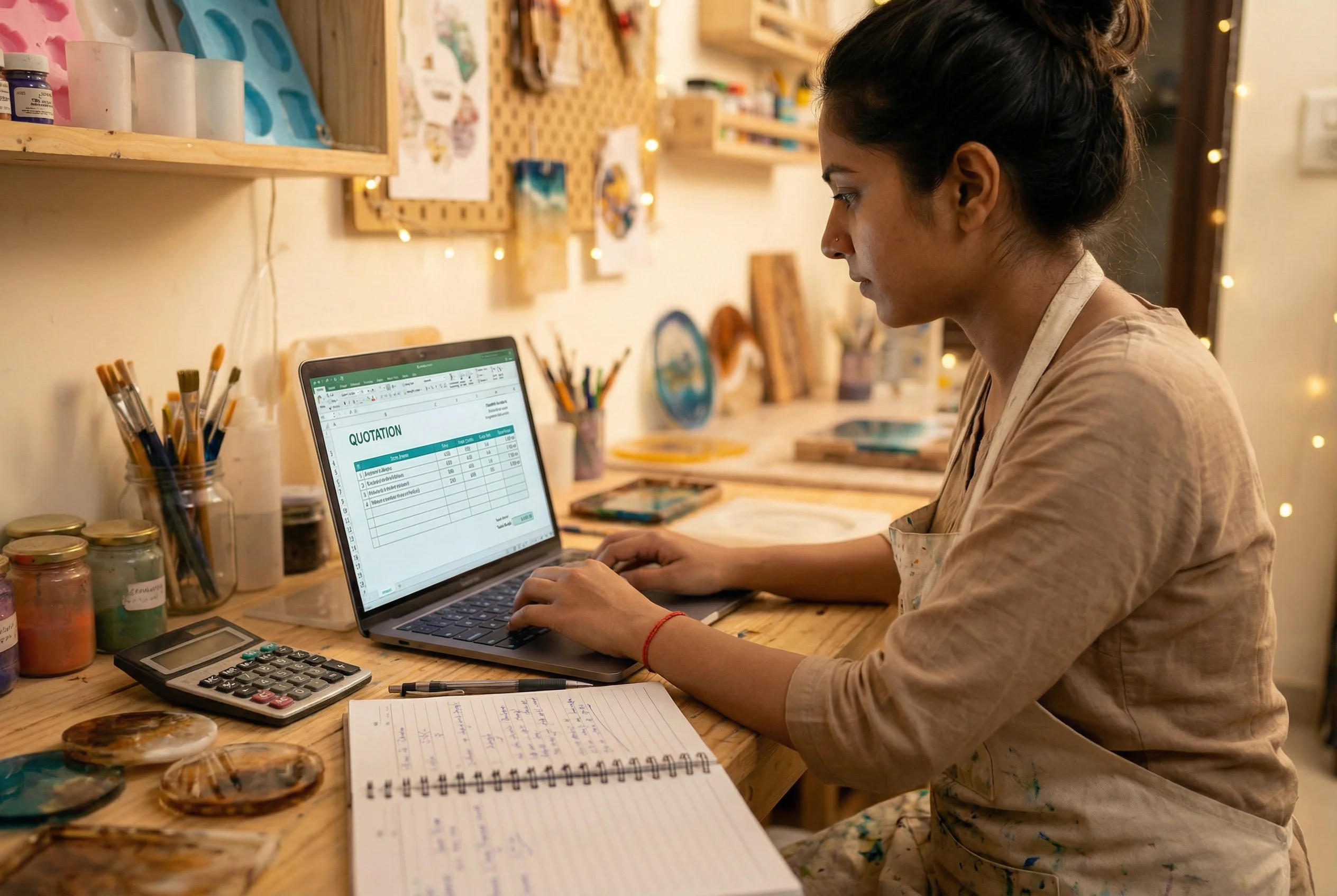 Jasleen preparing a custom quotation