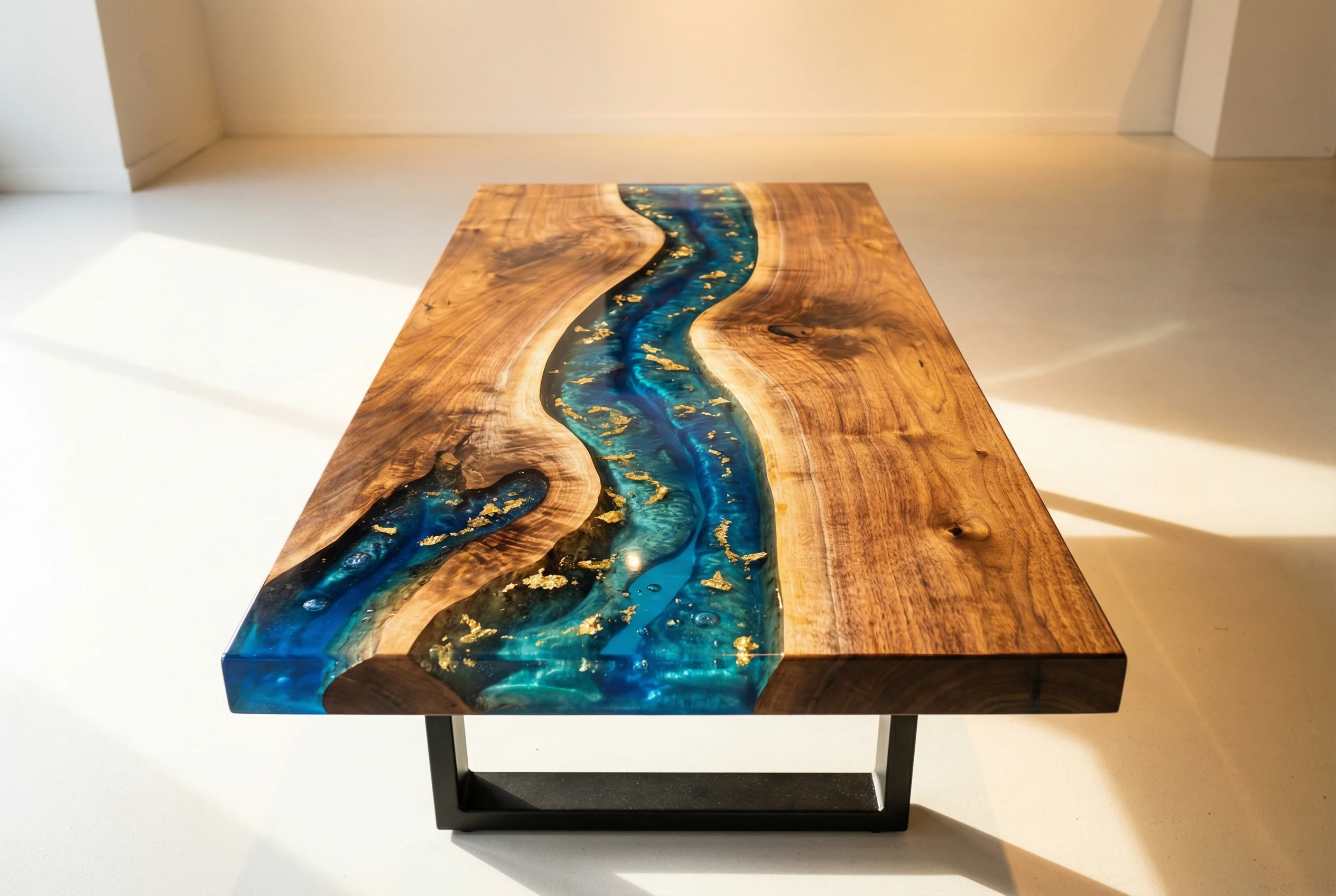 Resin and wood river table hybrid piece