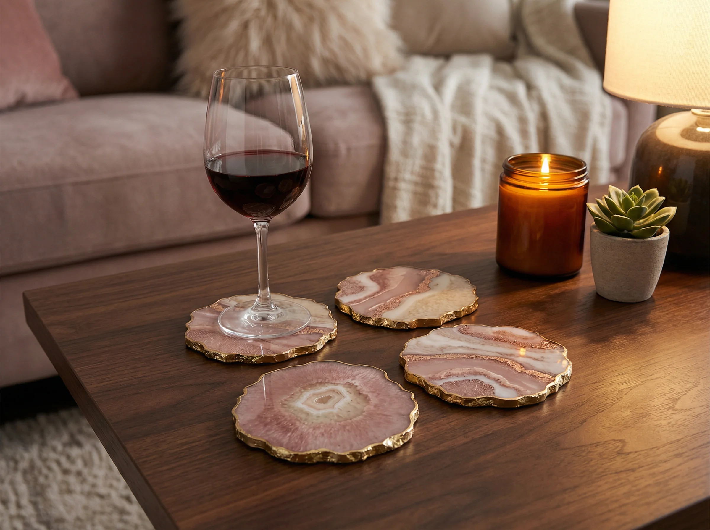 Elegant resin coasters with agate pattern